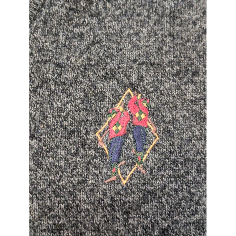 Vintage Jaeger Sweaterβ Men's L Lambswool Gray Argyle V-Neck Scotland Warm - Picture 2 of 11